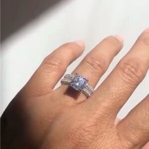 2 TCW Cushion Cut Moissanite Engagement Ring 18K Solid White Gold Size 7